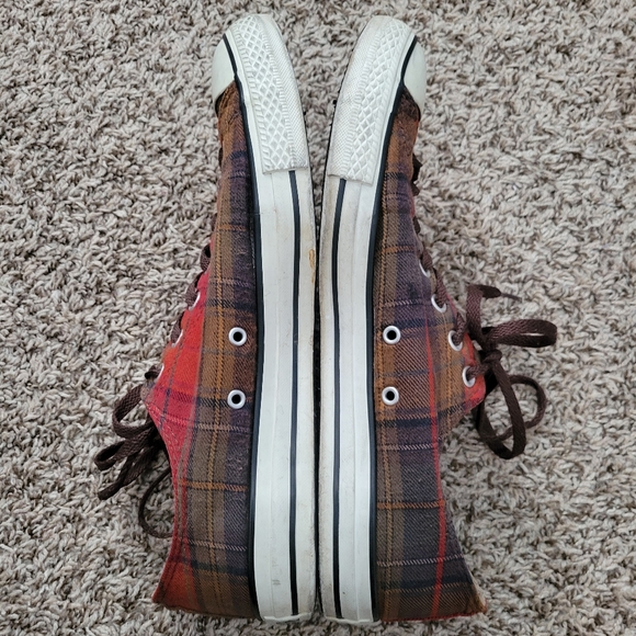 Converse Shoes Sneakers All Star Low Top Plaid Brown Red Yellow Size 11.5 Men's - Picture 6 of 11
